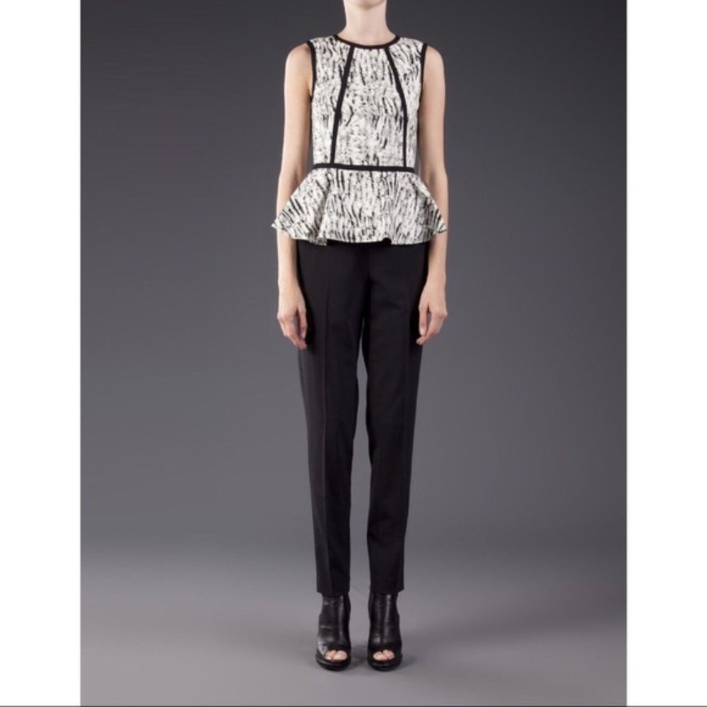 PARKER animal print bandage ribbon trim peplum top